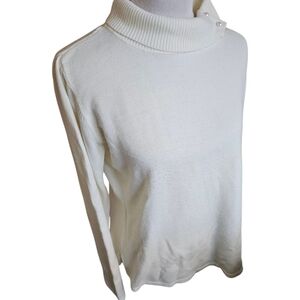 Norm Thompson Cream Turtleneck Sweater Size LP